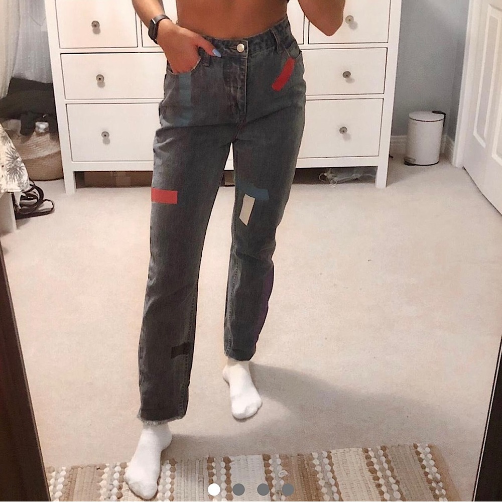 TWIK straight leg jeans with colourful stripes